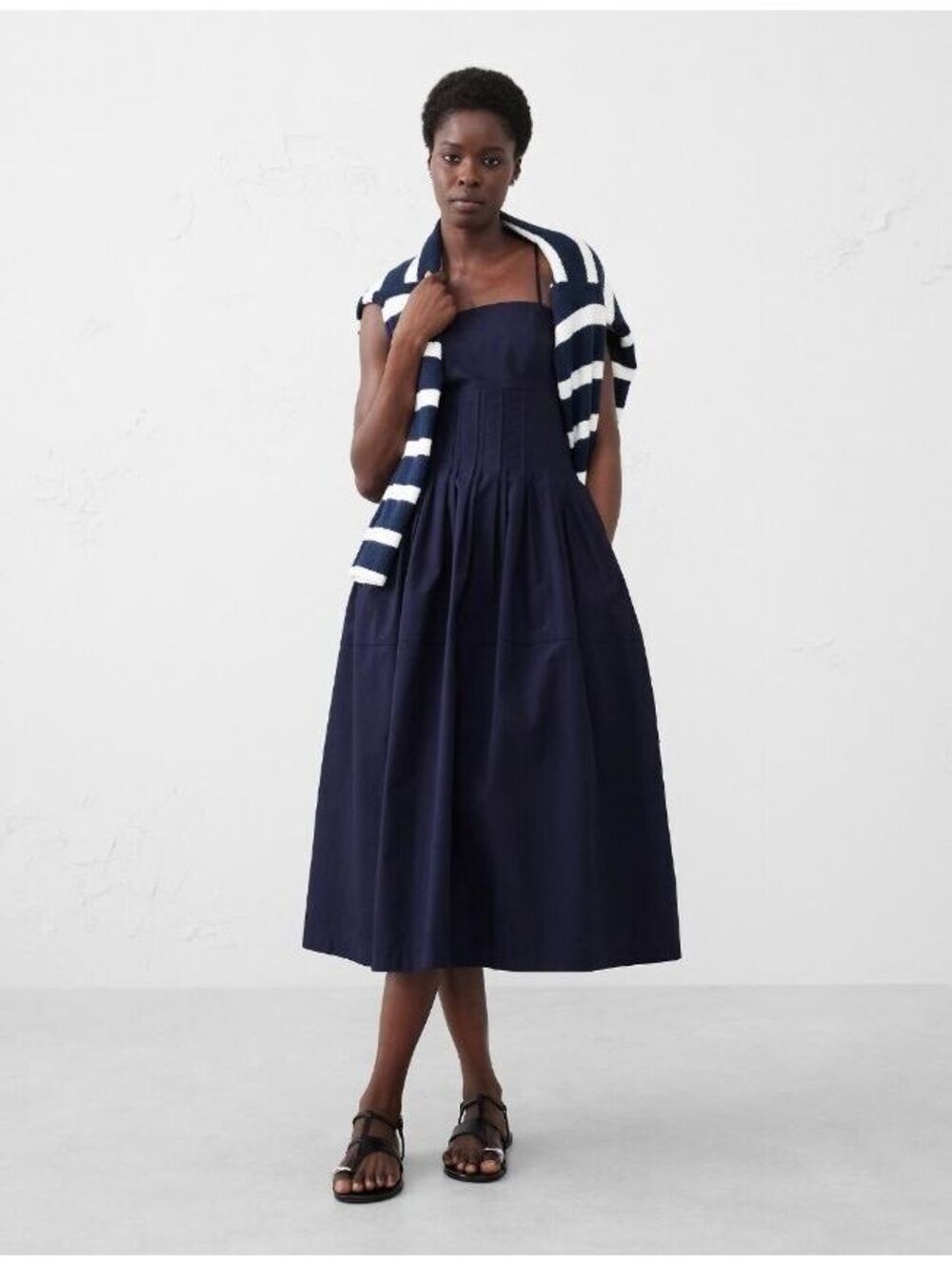 Banana Republic Pleated Midi Dress Navy blue 6p party